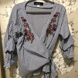 Beautiful Wrap Top with Floral Detail